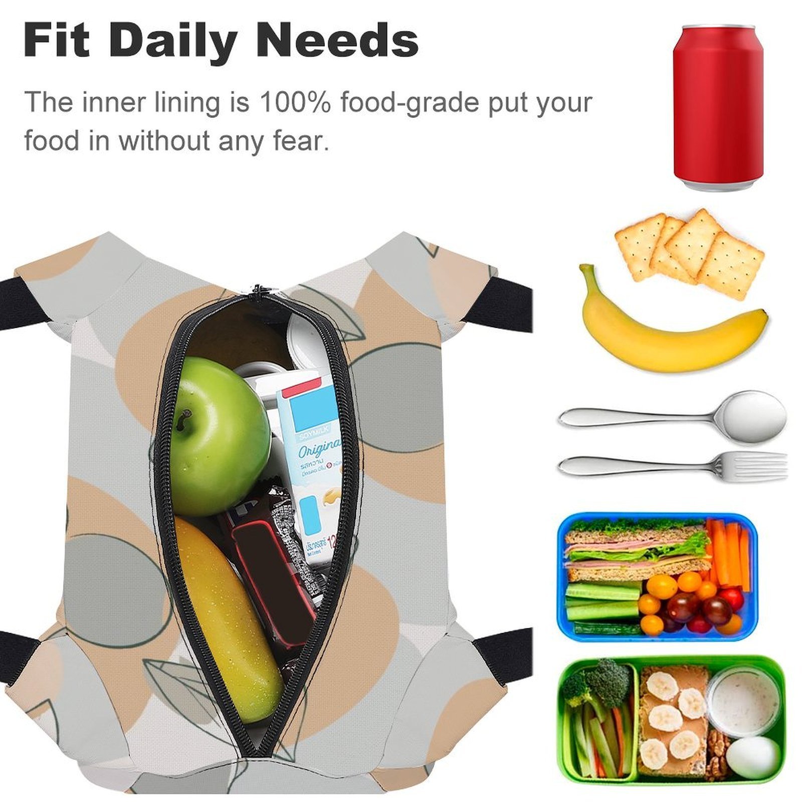 Reusable water resistant lunch bag tote for work, picnics, outdoor, traveling or shopping easy carry - Image 4