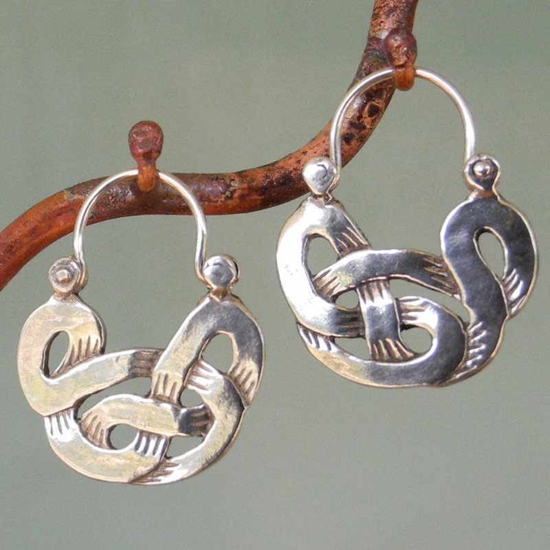 Ethic designed floral silver Alloy Earrings - Image 2