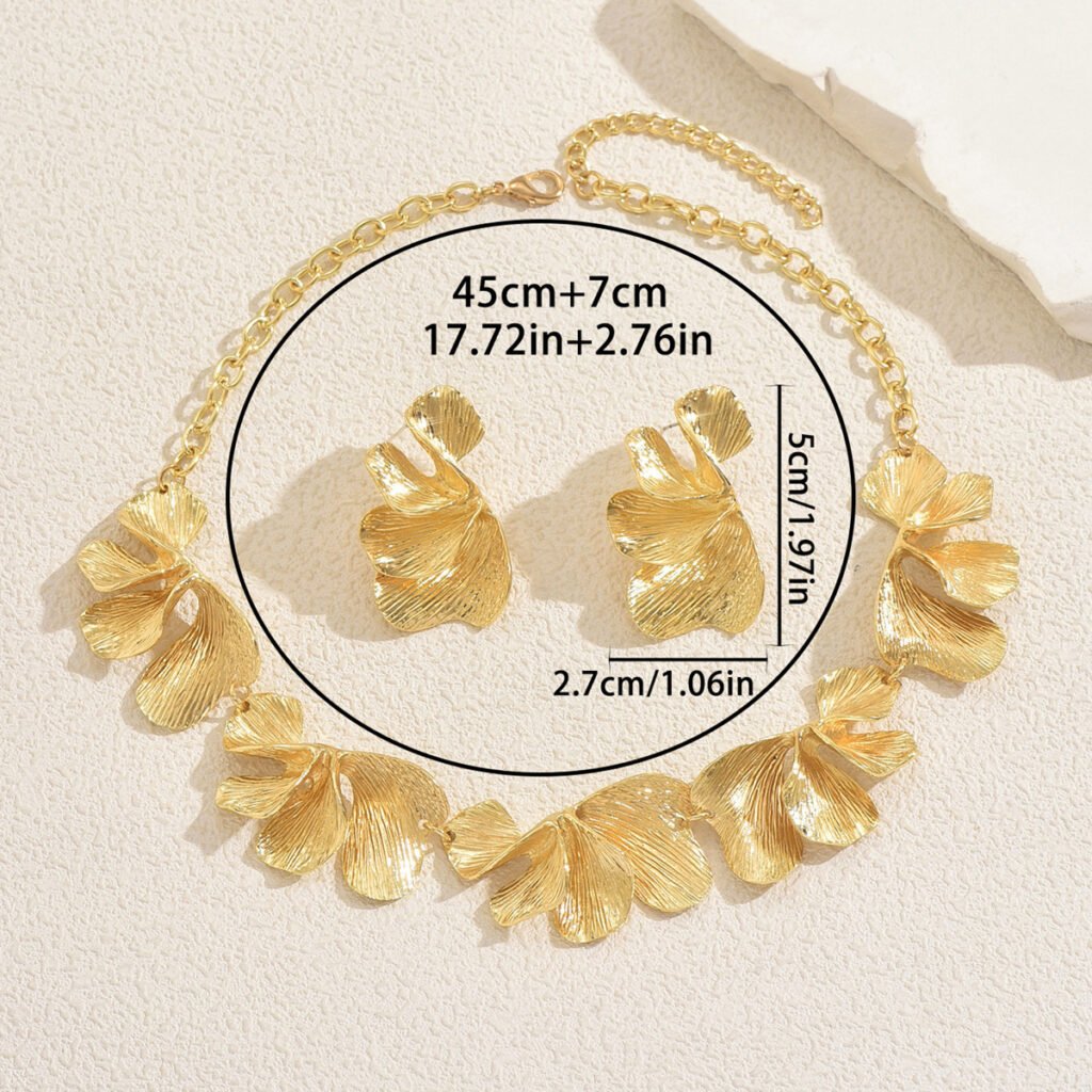 Gold plated necklace earring set