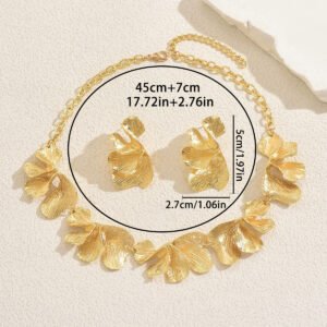 Gold plated necklace earring set