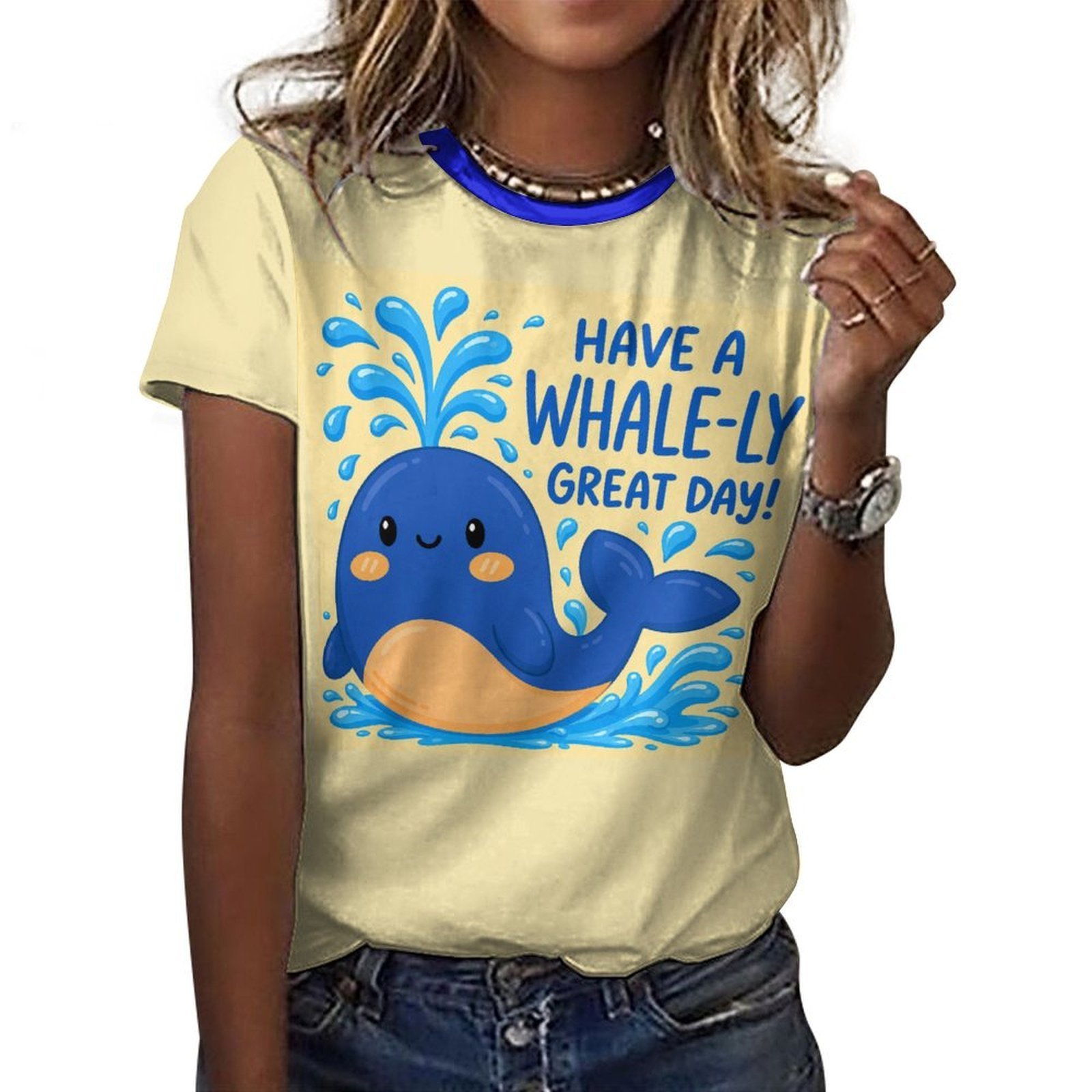 tshirt with quotations - Have a whale-ly great day - in pure cotton - Image 5