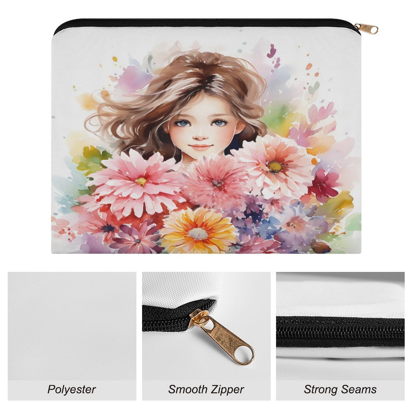 Big pouch bag floral abstract pattern 8.9"(L) × 6.5"(W) - Image 7