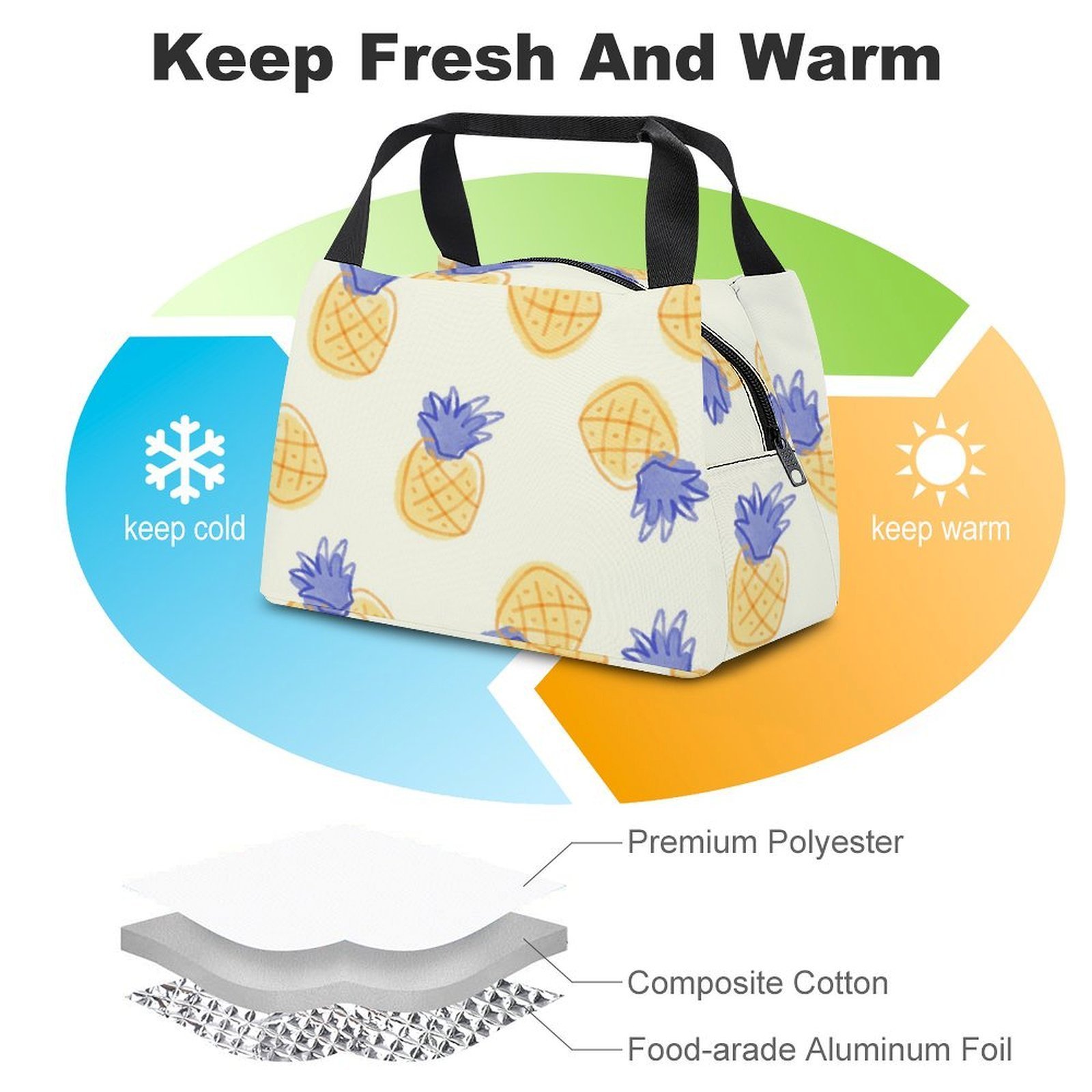 Reusable water resistant lunch bag tote for work, picnics, outdoor, traveling or shopping easy carry - Image 3