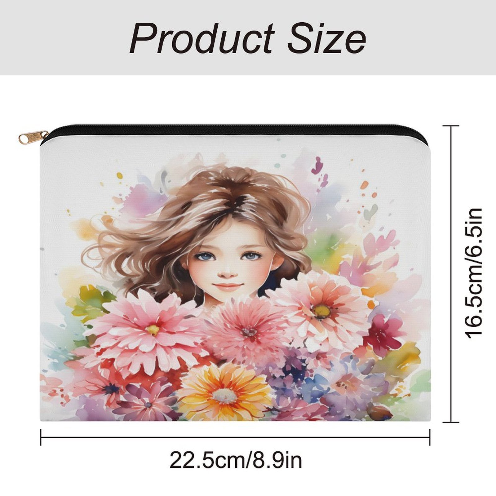 Big pouch bag floral abstract pattern 8.9"(L) × 6.5"(W) - Image 2