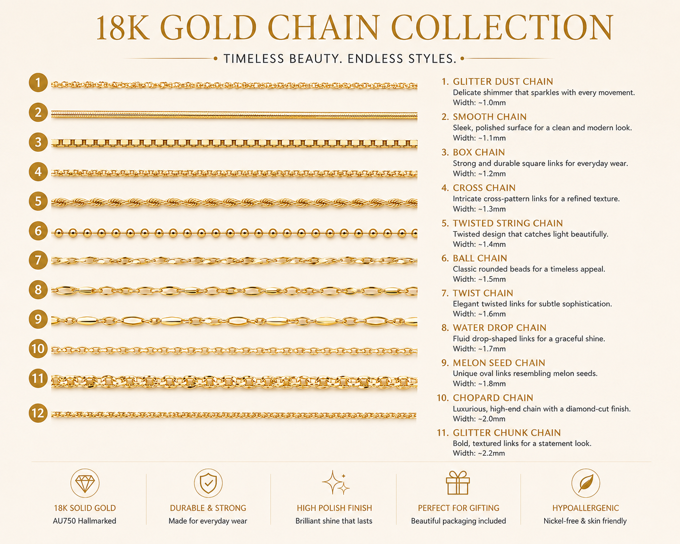 18K Gold Chain Necklace for Women - Image 4