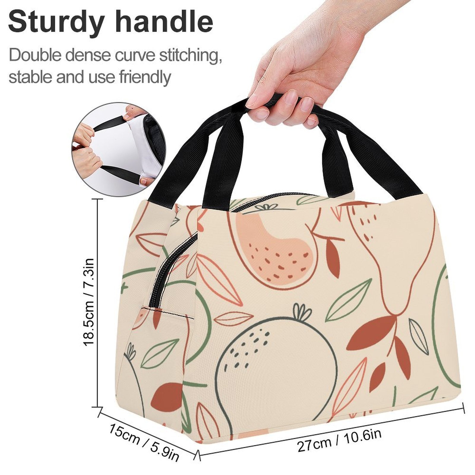 Reusable water resistant lunch bag tote for work, picnics, outdoor, traveling or shopping easy carry - Image 2