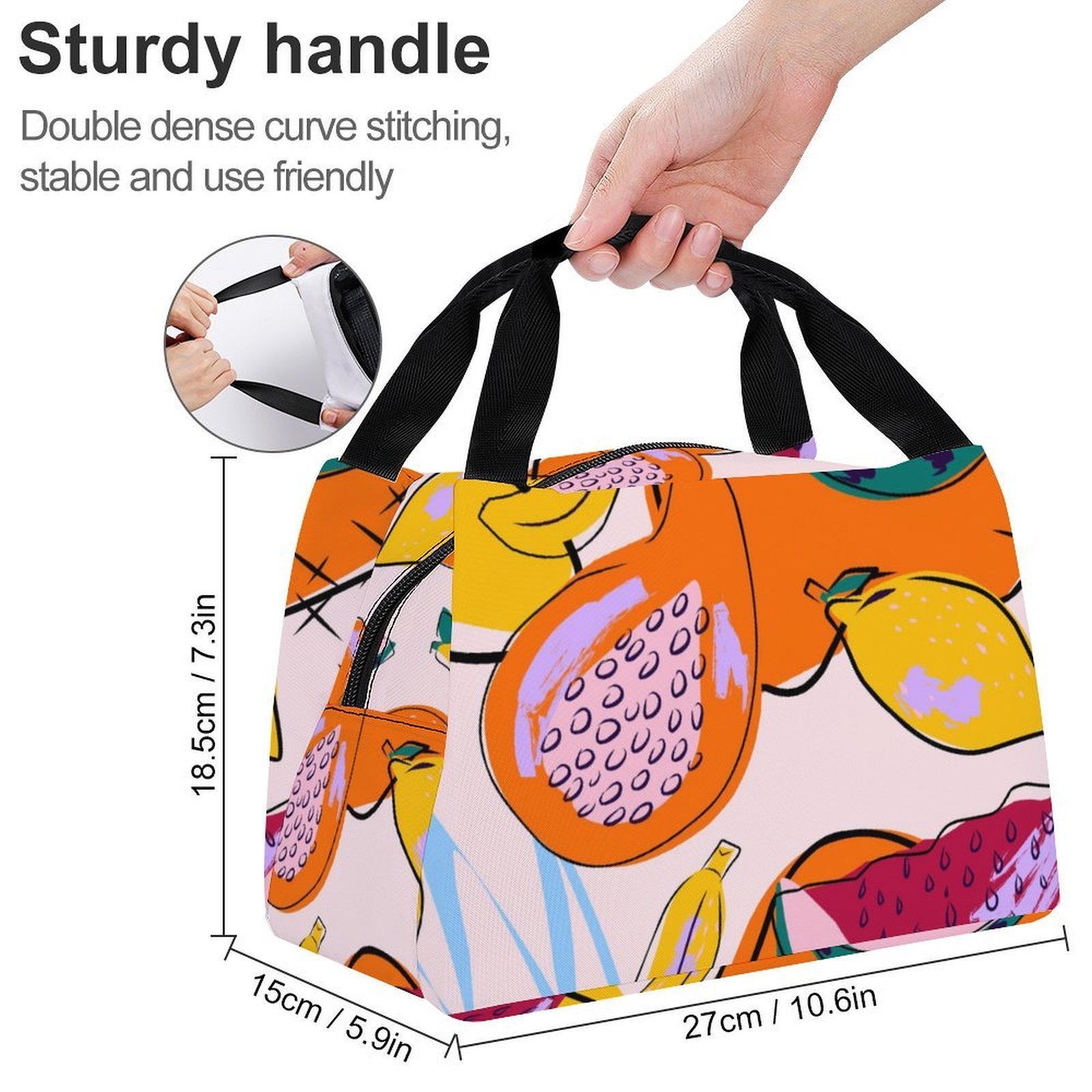 Reusable water resistant lunch bag tote for work, picnics, outdoor, traveling or shopping easy carry - Image 2