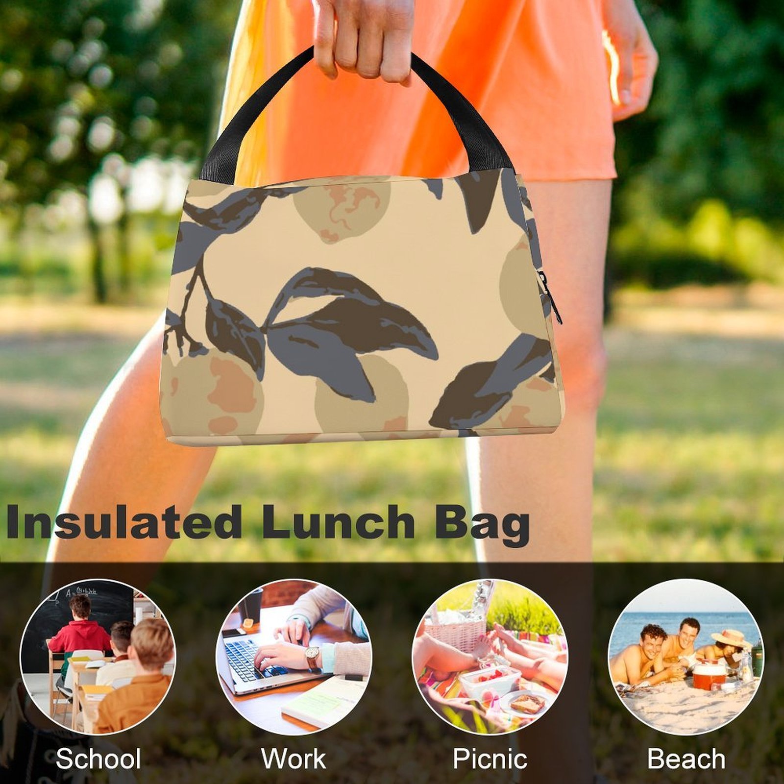 Reusable water resistant lunch bag tote for work, picnics, outdoor, traveling or shopping easy carry - Image 8