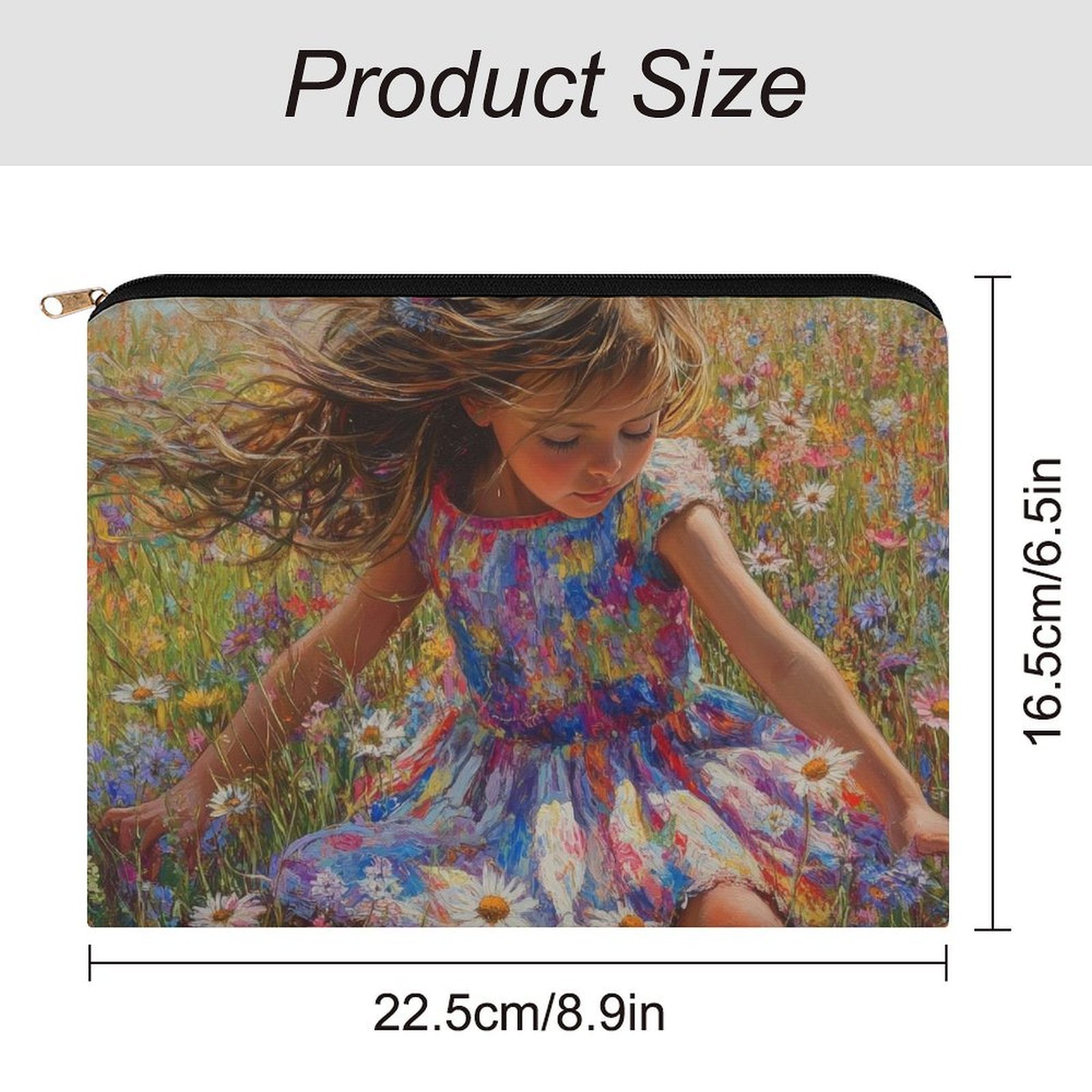 Big pouch bag floral abstract pattern 8.9"(L) × 6.5"(W) - Image 2