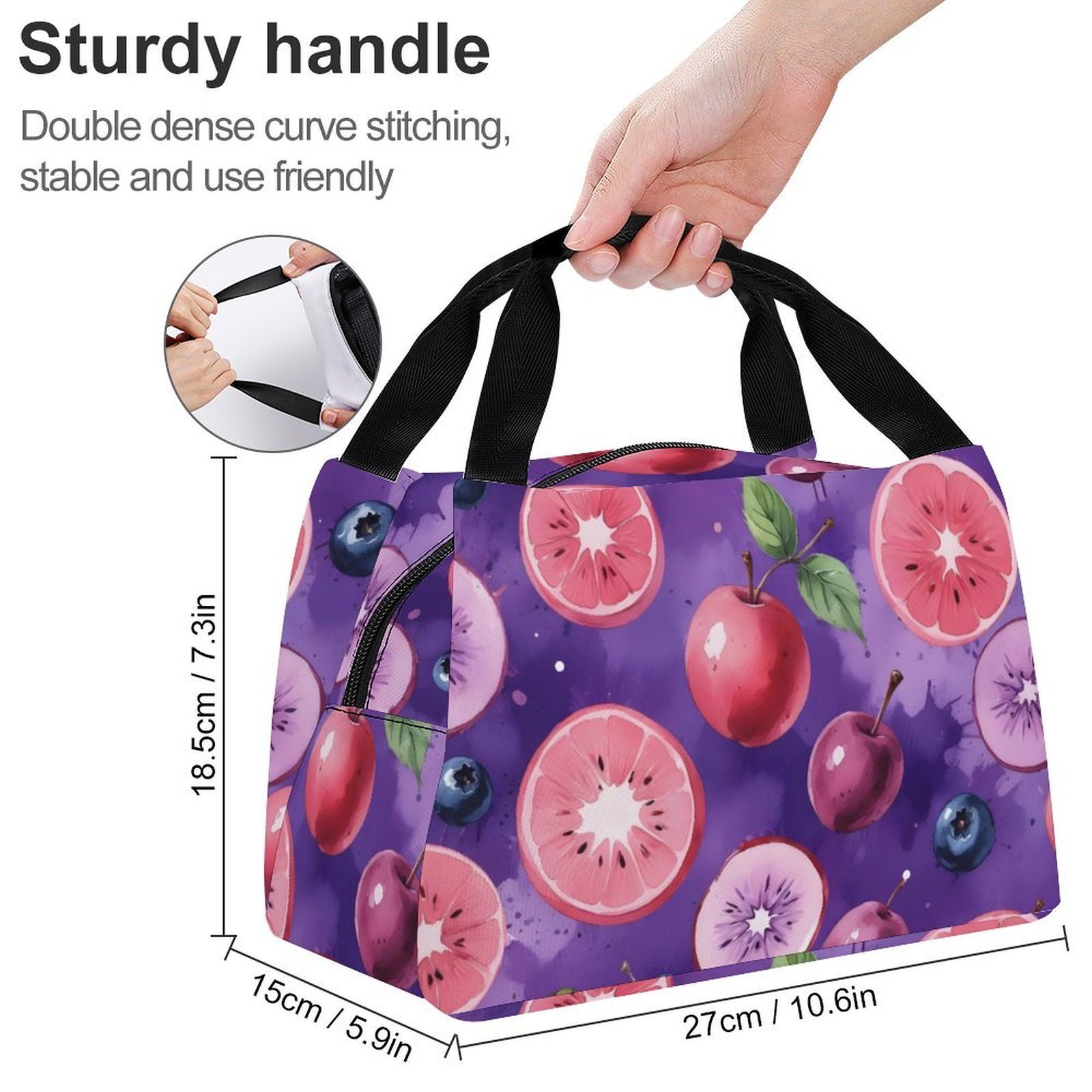 Reusable water resistant lunch bag tote for work, picnics, outdoor, traveling or shopping easy carry - Image 2