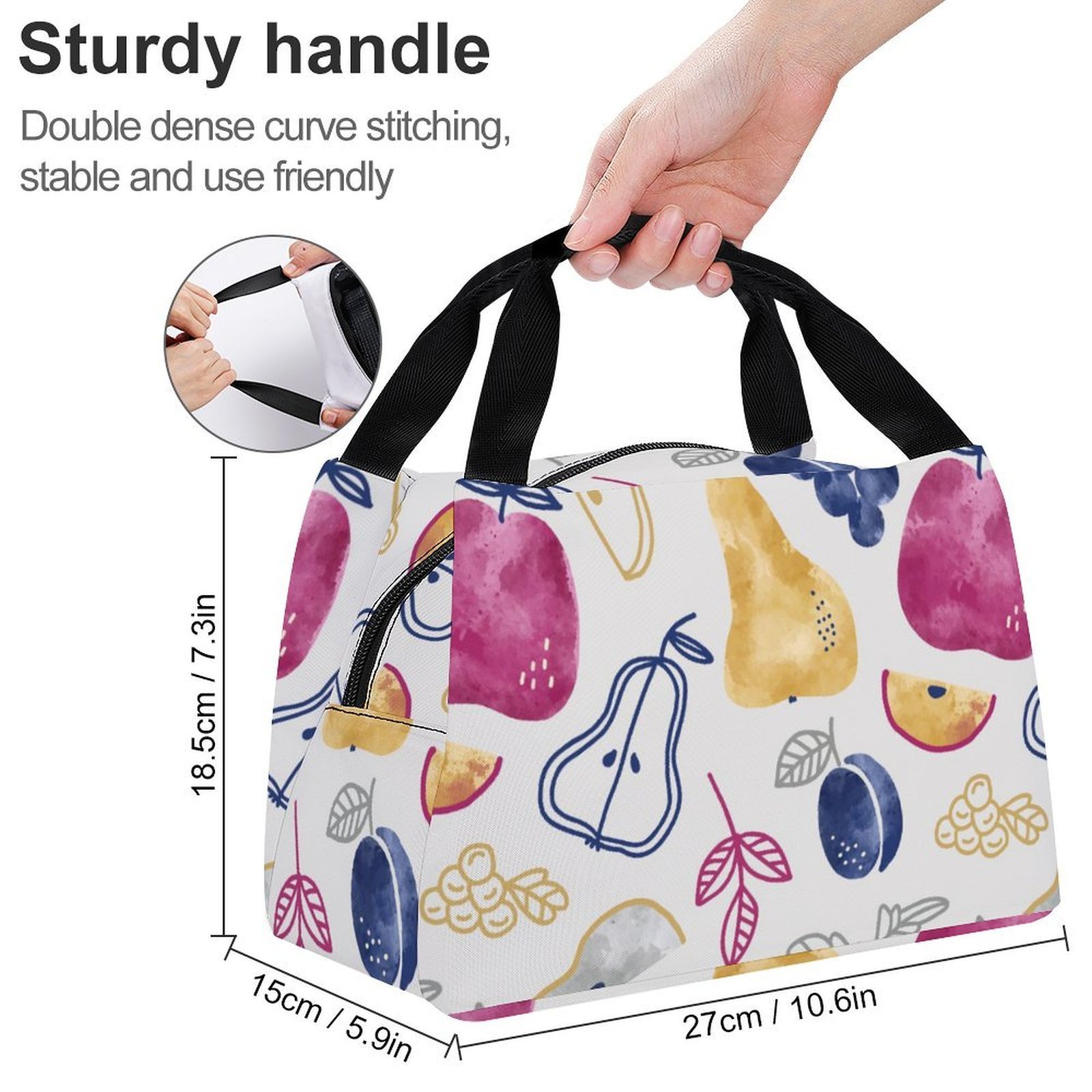 Reusable water resistant lunch bag tote for work, picnics, outdoor, traveling or shopping easy carry - Image 2