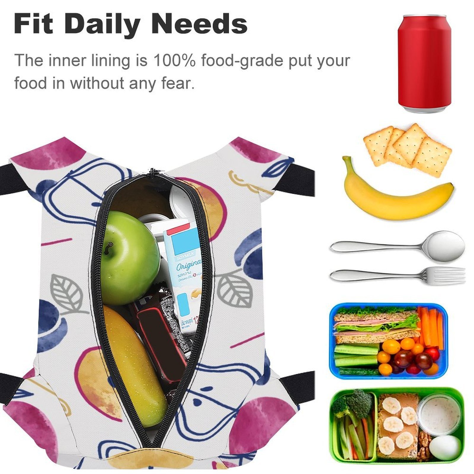 Reusable water resistant lunch bag tote for work, picnics, outdoor, traveling or shopping easy carry - Image 4