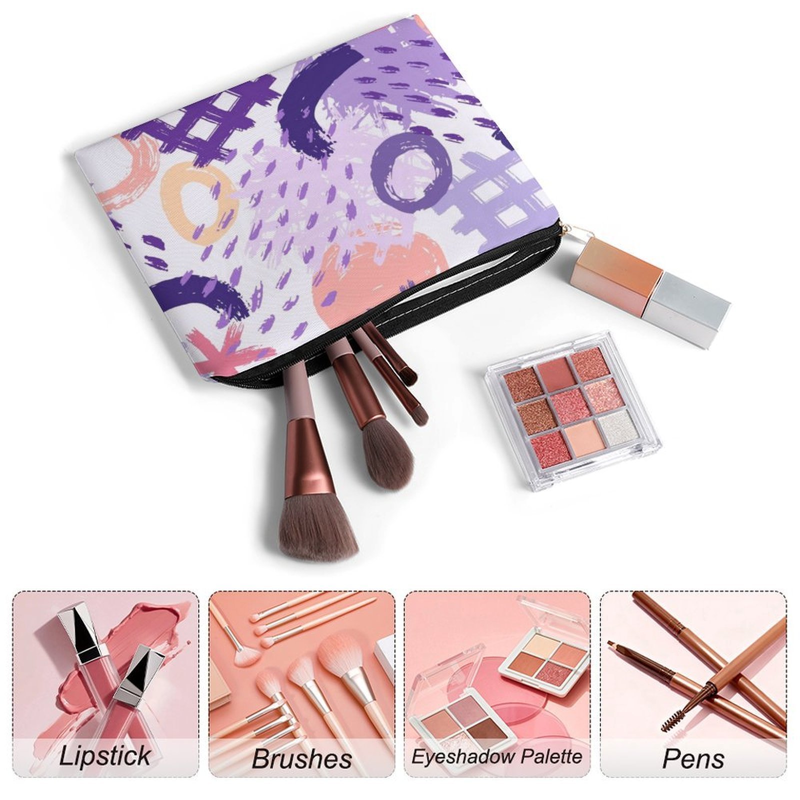 Big pouch floral abstract pattern 8.9"(L) × 6.5"(W) - Image 3