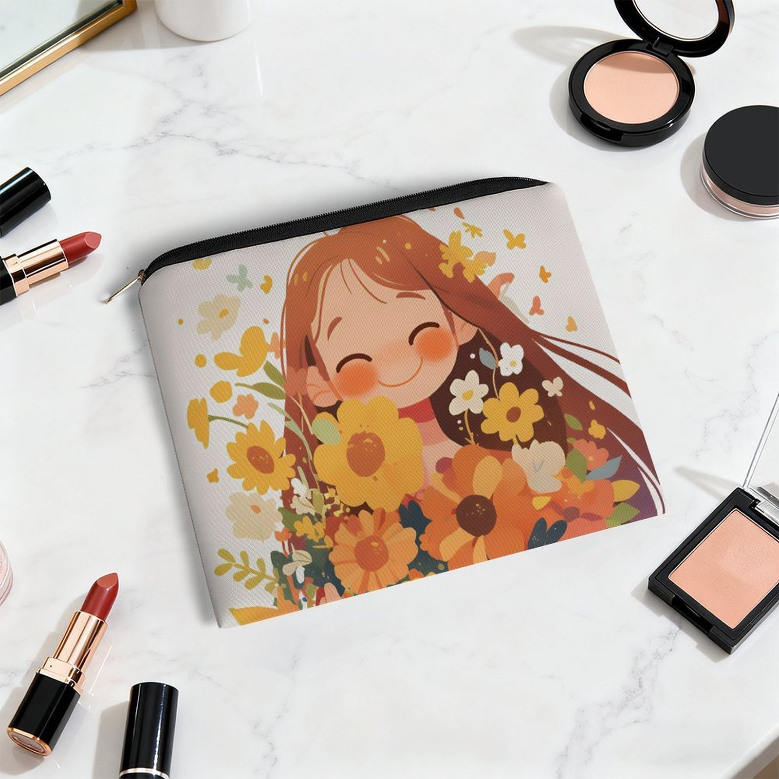 Big pouch bag floral abstract pattern 8.9"(L) × 6.5"(W) - Image 5