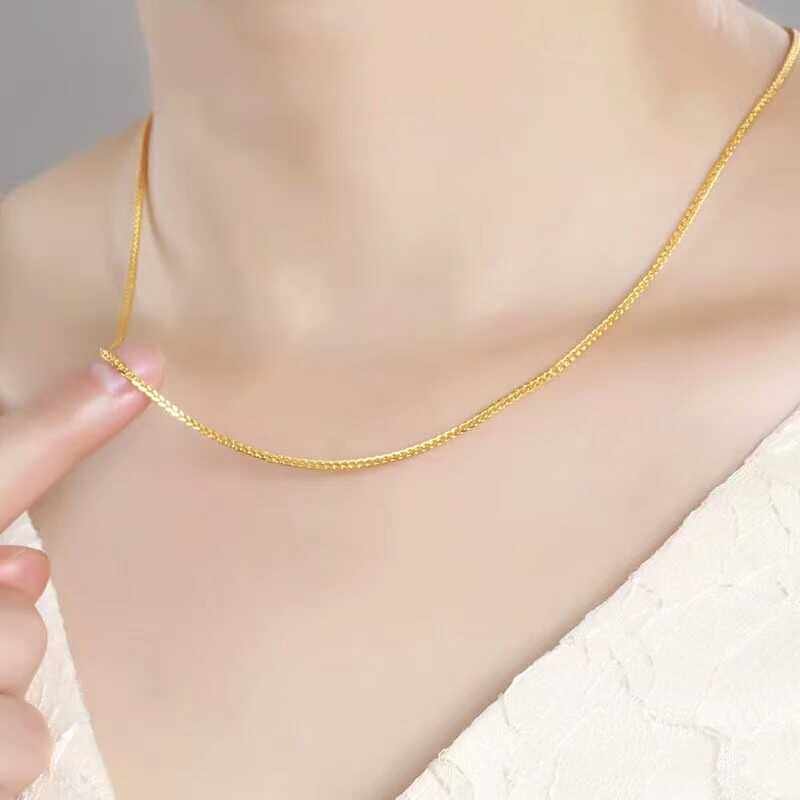 18K genuine pure Gold Adjustable Necklace chain for Women - Image 2