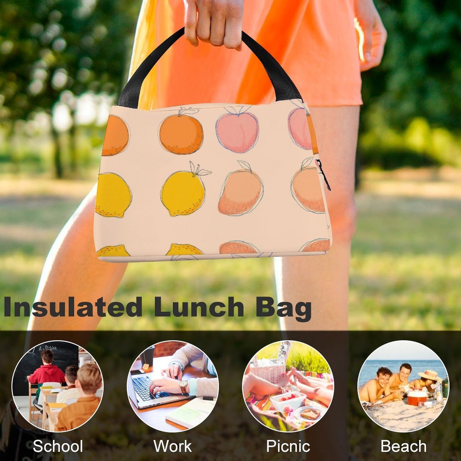 Reusable water resistant lunch bag tote for work, picnics, outdoor, shopping or traveling - Image 8