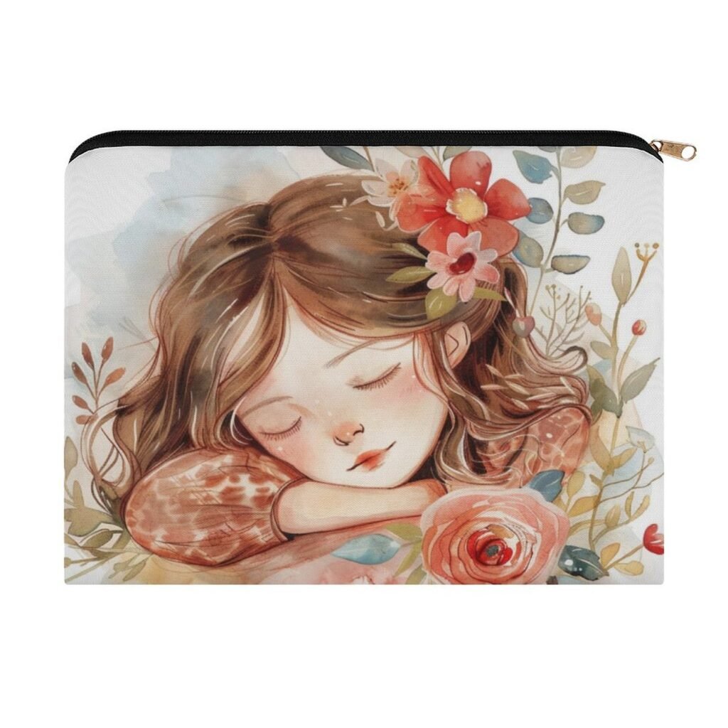 Big pouch bag floral abstract pattern 8.9"(L) × 6.5"(W)