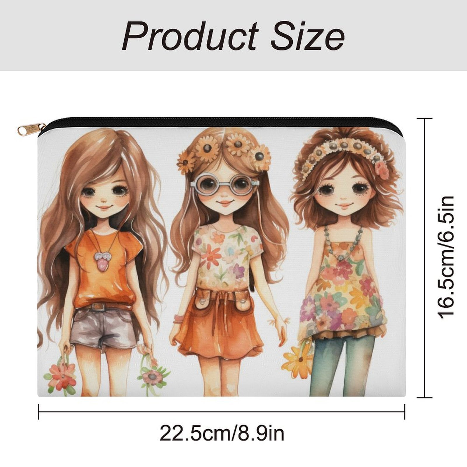 Big pouch bag floral abstract pattern 8.9"(L) × 6.5"(W) - Image 2