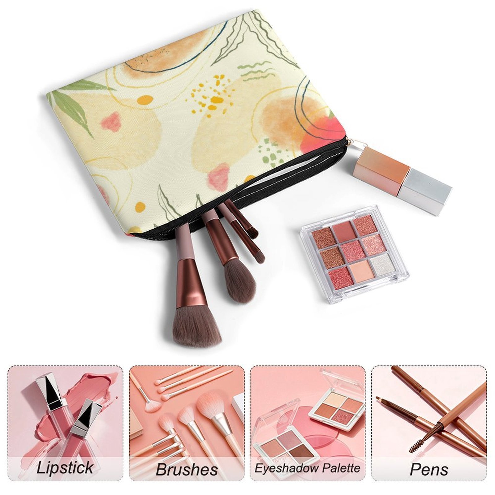 Big pouch floral abstract pattern 8.9"(L) × 6.5"(W) - Image 3