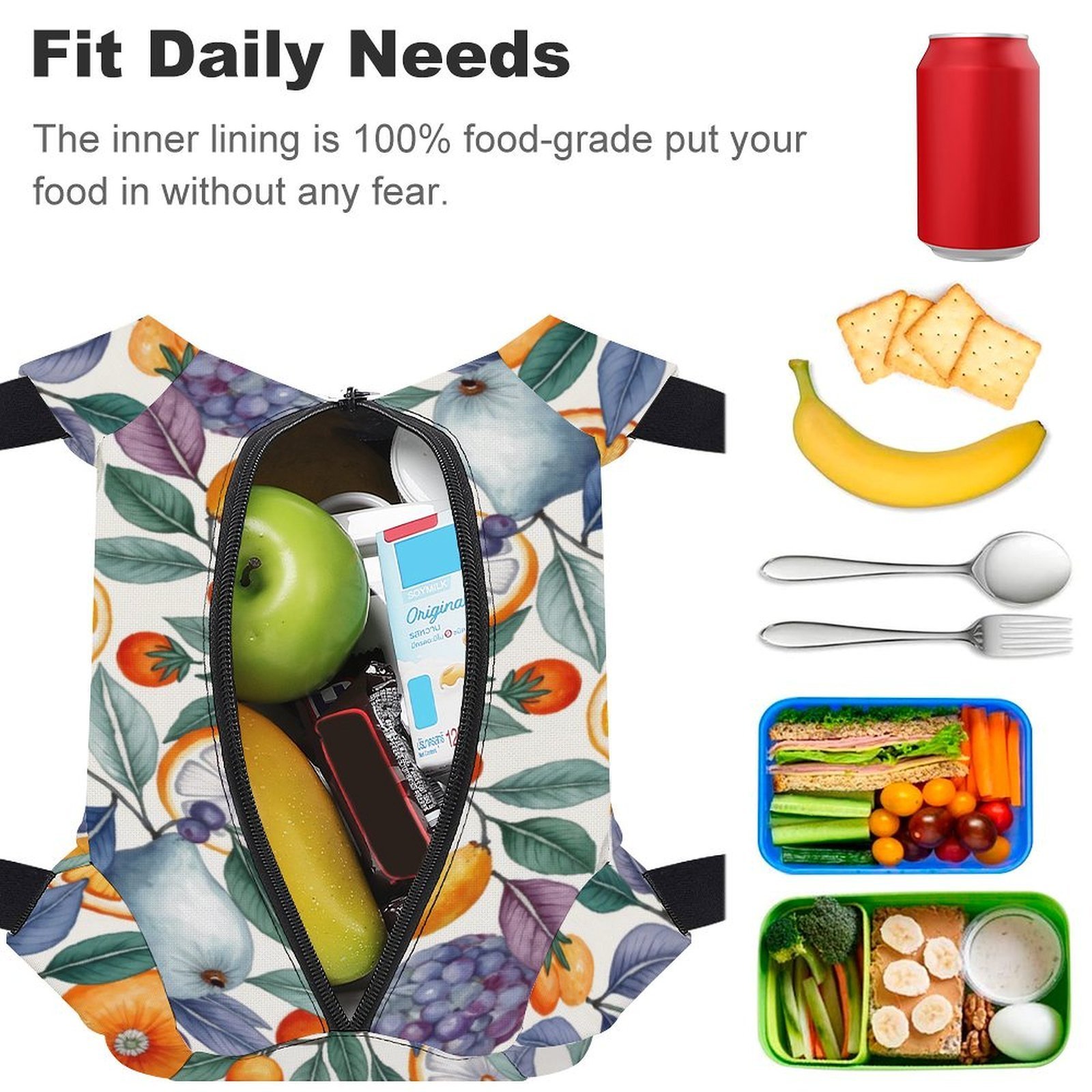 Reusable water resistant lunch bag tote for work, picnics, outdoor, traveling or shopping easy carry - Image 4