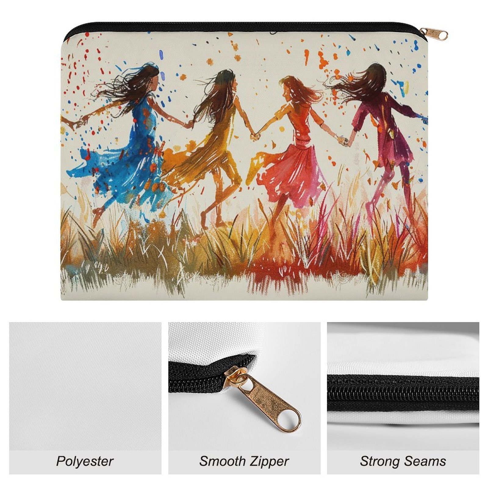 Big pouch bag floral abstract pattern 8.9"(L) × 6.5"(W) - Image 7