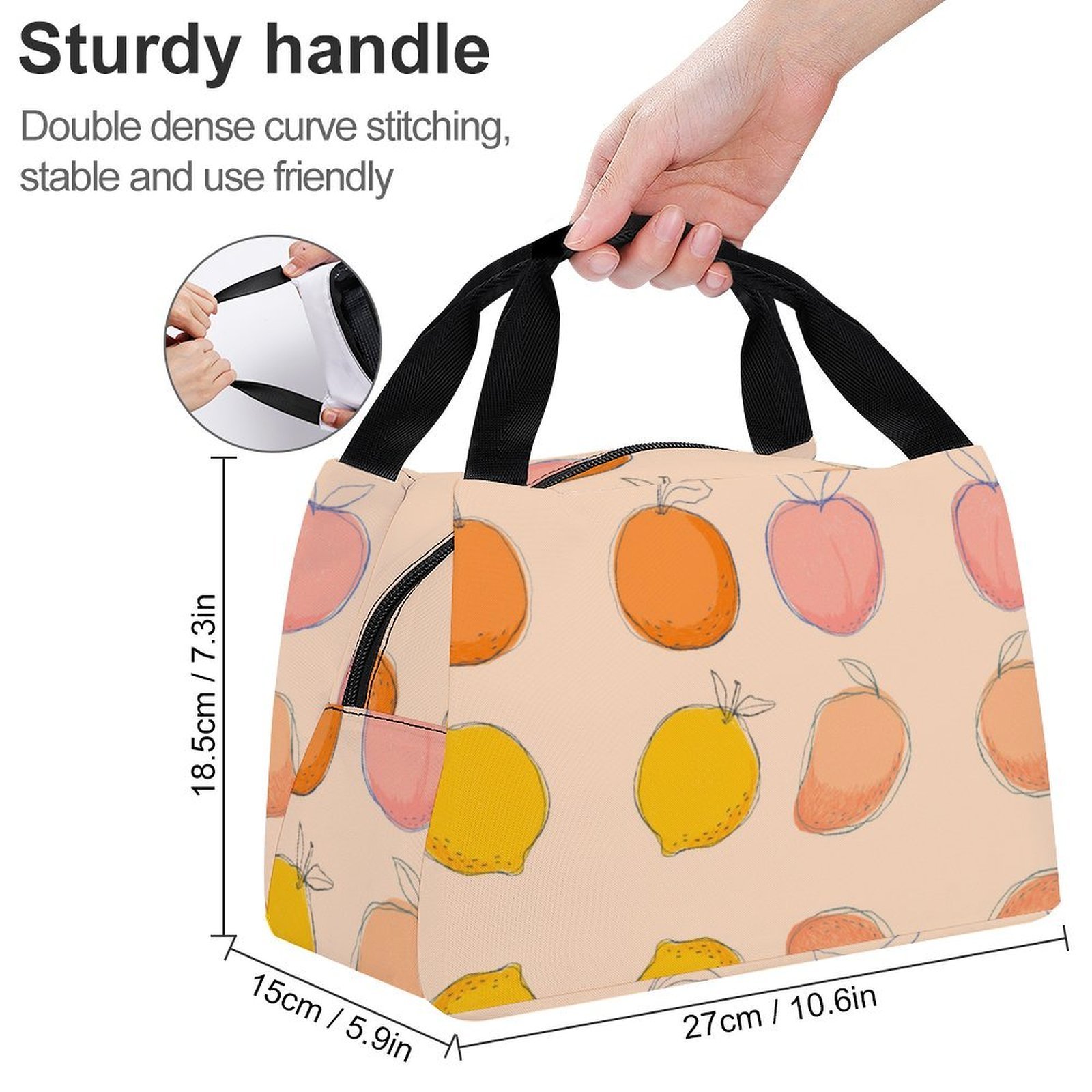 Reusable water resistant lunch bag tote for work, picnics, outdoor, shopping or traveling - Image 2