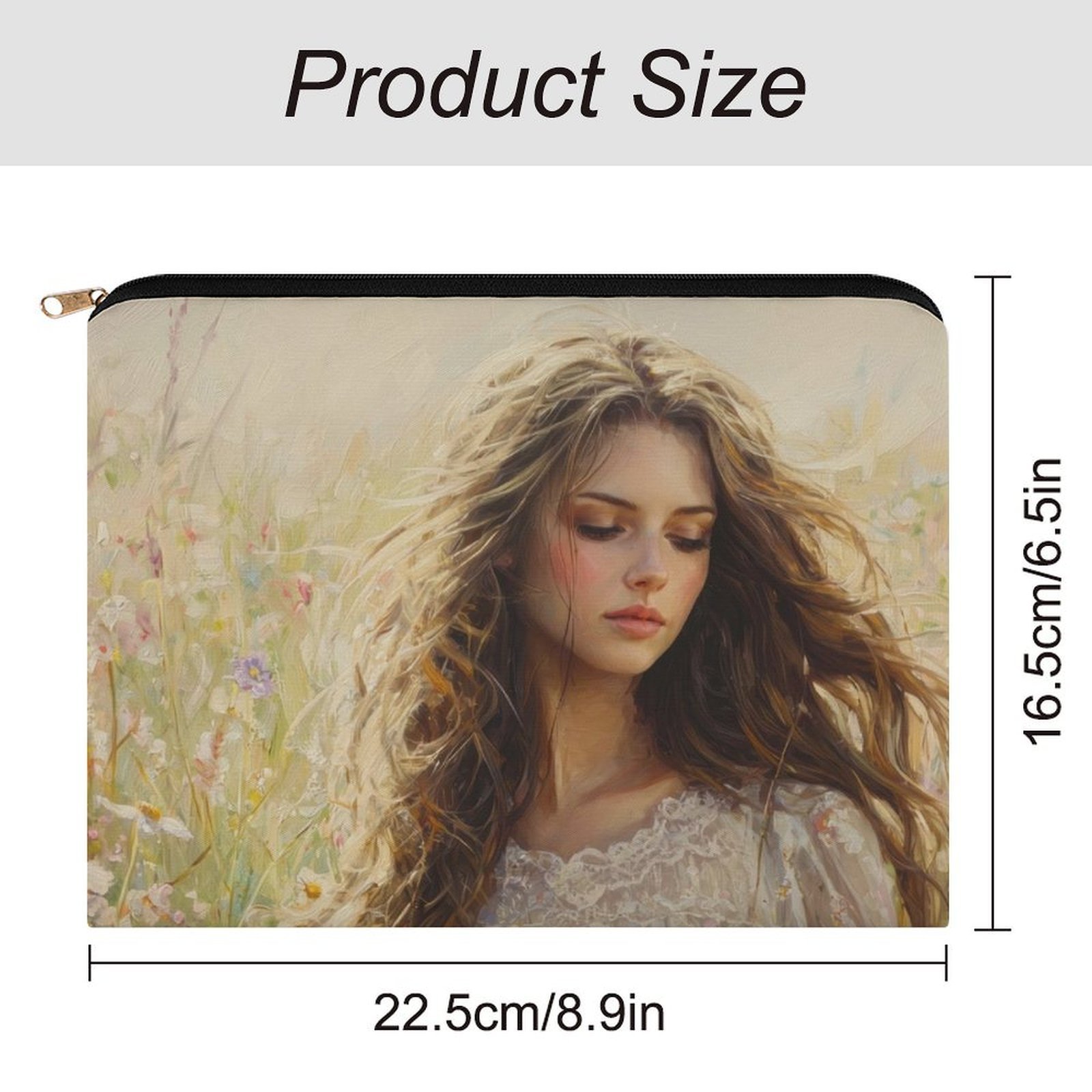 Big pouch bag floral abstract pattern 8.9"(L) × 6.5"(W) - Image 2