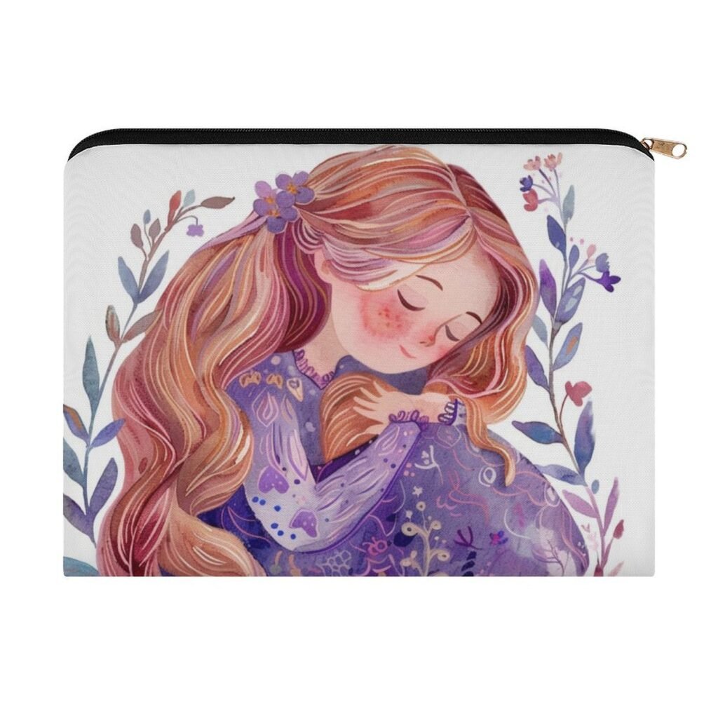 Big pouch bag floral abstract pattern 8.9"(L) × 6.5"(W)