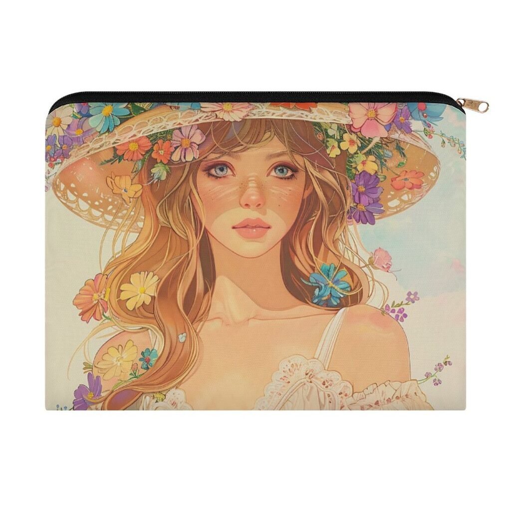 Big pouch bag floral abstract pattern 8.9"(L) × 6.5"(W)
