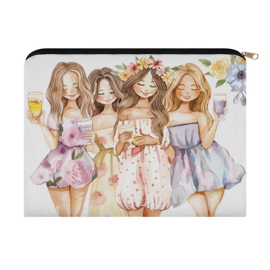 Big pouch bag floral abstract pattern 8.9"(L) × 6.5"(W)