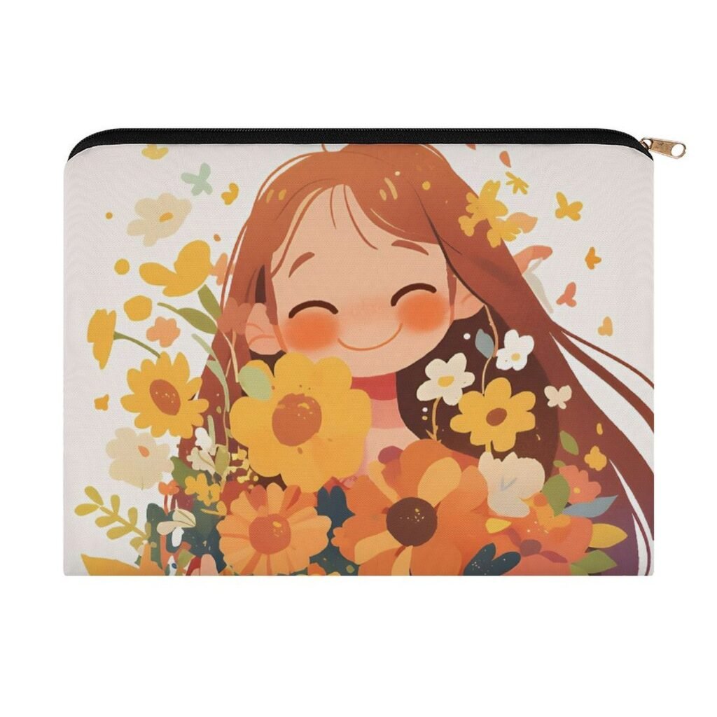 Big pouch bag floral abstract pattern 8.9"(L) × 6.5"(W)