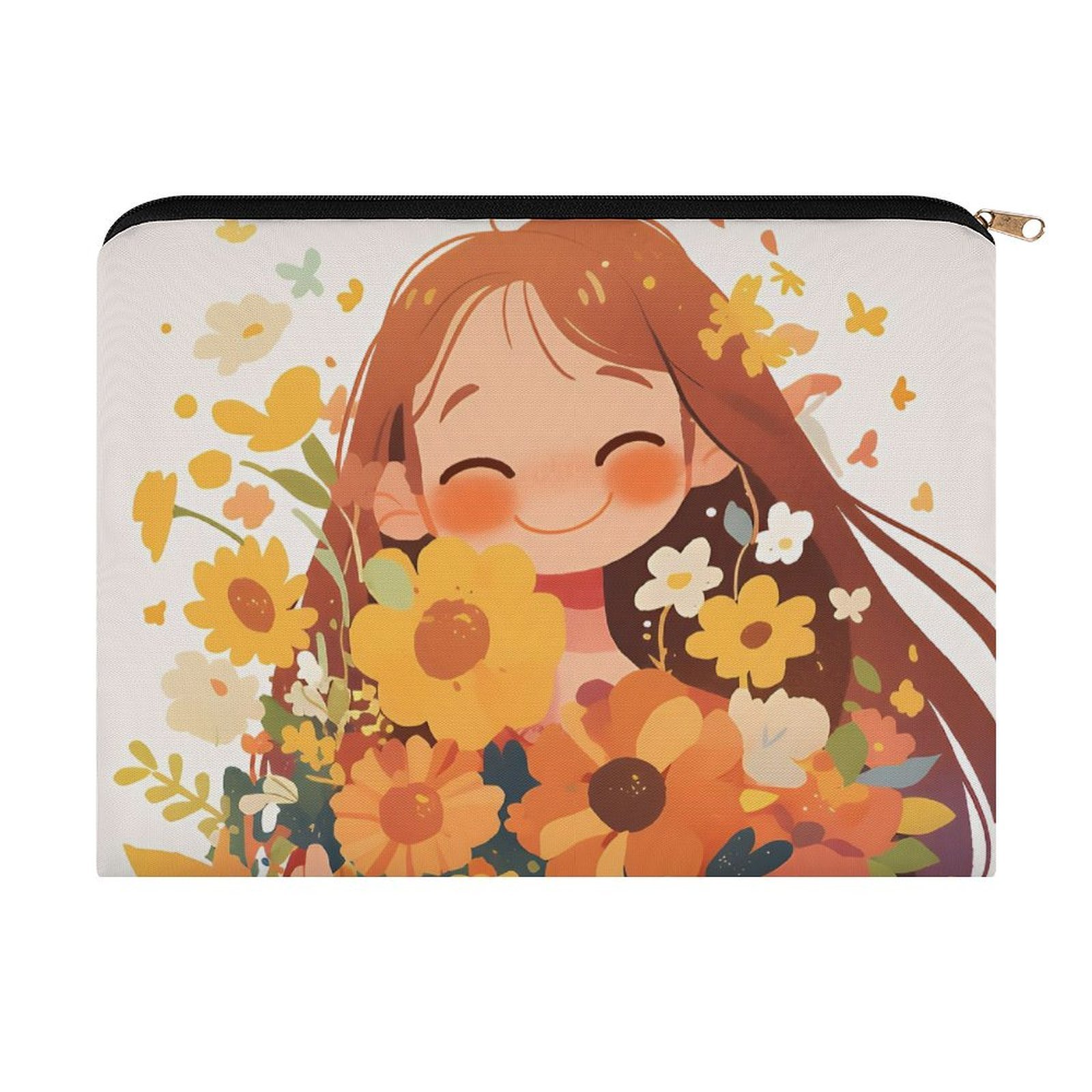 Big pouch bag floral abstract pattern 8.9"(L) × 6.5"(W)