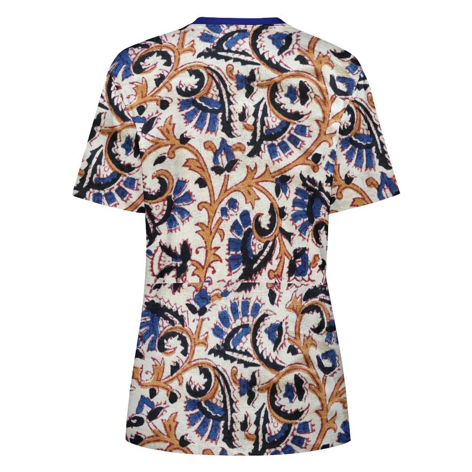 blue brown floral tee All-Over Print Women's Cotton T-Shirt - Image 2
