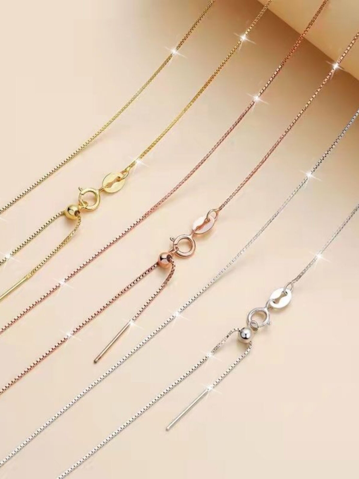 Adjustable 18K pure solid Gold Necklace Chain - Image 3