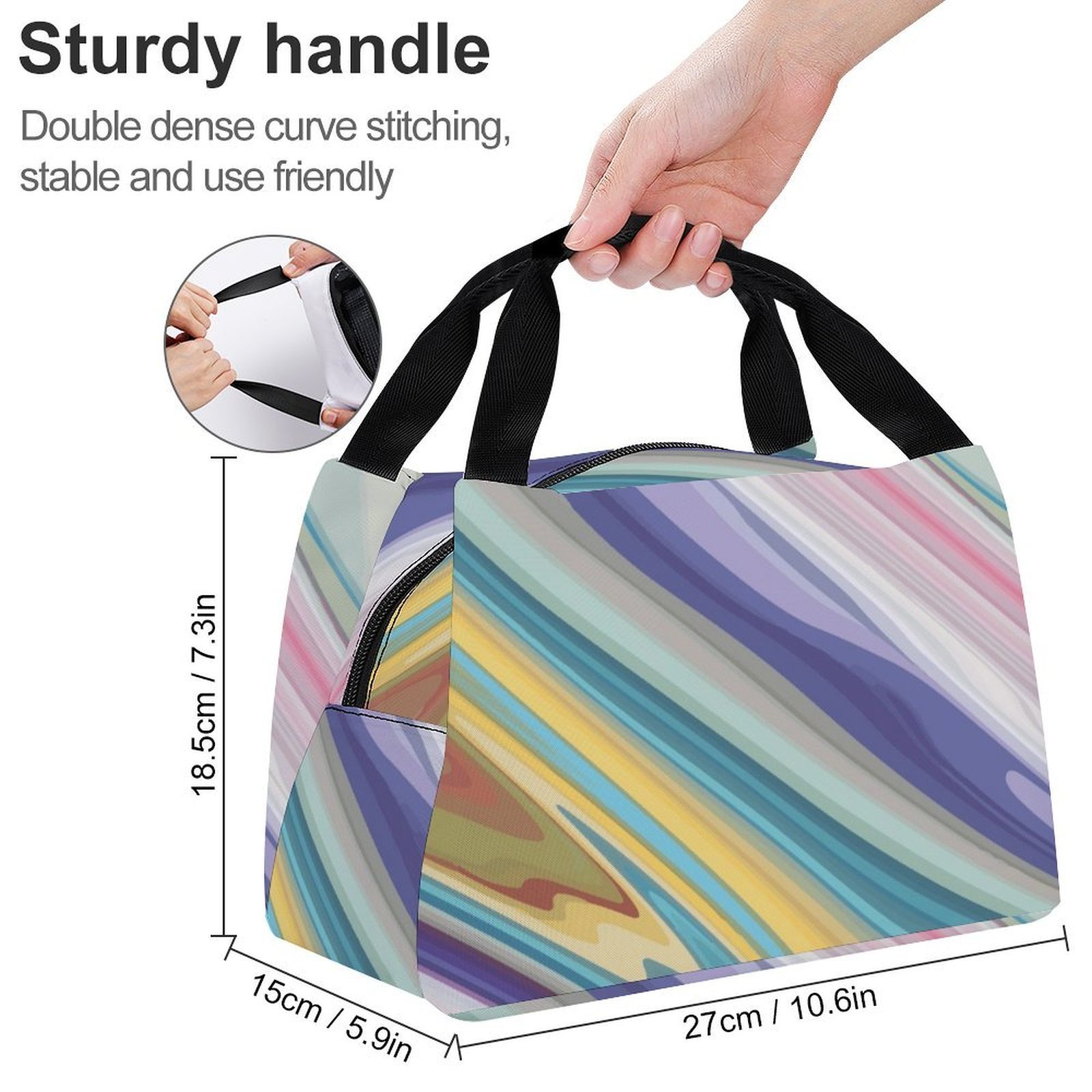 Reusable water resistant lunch bag tote for work, picnics, outdoor, traveling or shopping easy carry - Image 2
