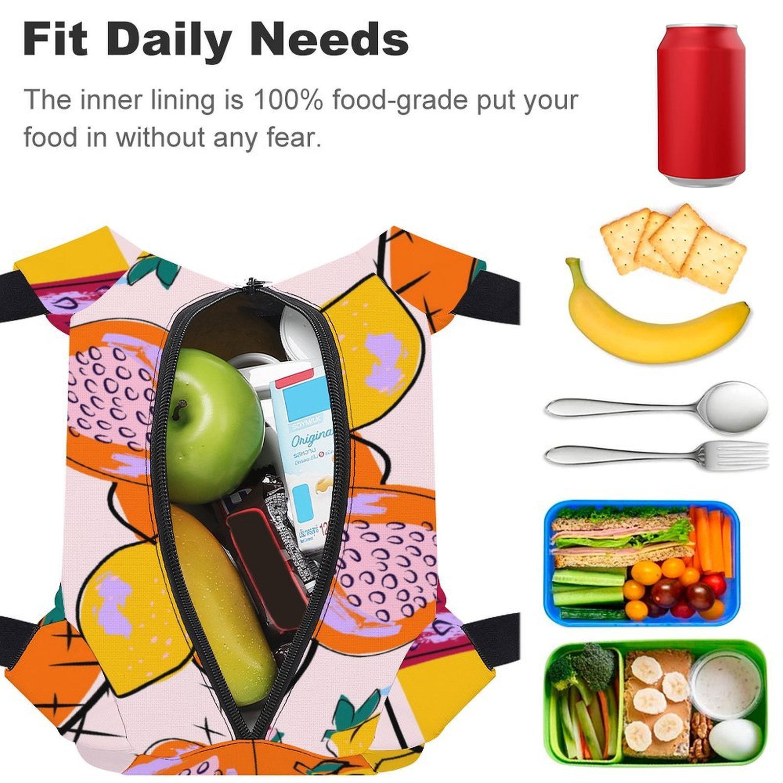 Reusable water resistant lunch bag tote for work, picnics, outdoor, traveling or shopping easy carry - Image 4