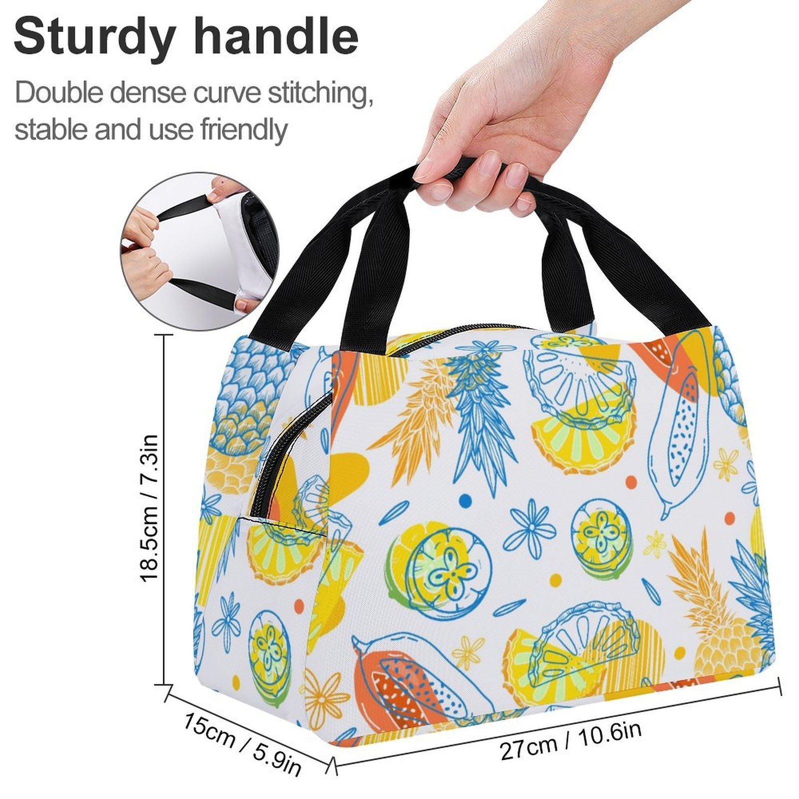 Reusable water resistant lunch bag tote for work, picnics, outdoor, traveling or shopping easy carry - Image 2