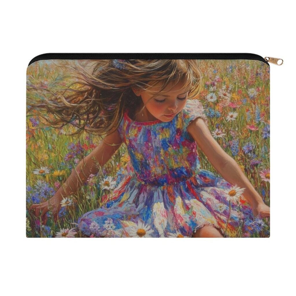 Big pouch bag floral abstract pattern 8.9"(L) × 6.5"(W)