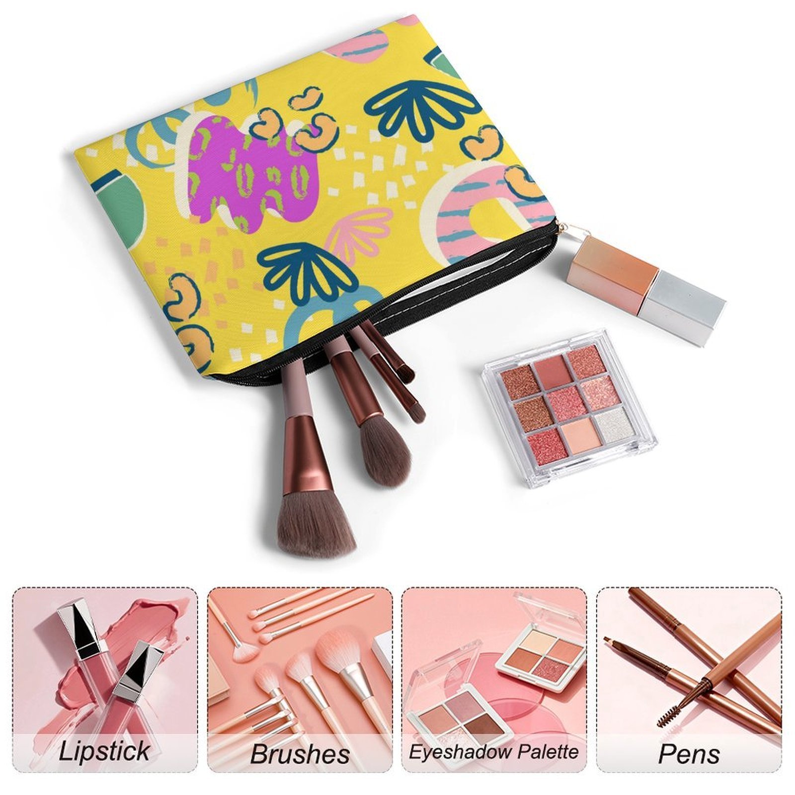Big pouch floral abstract pattern 8.9"(L) × 6.5"(W) - Image 3