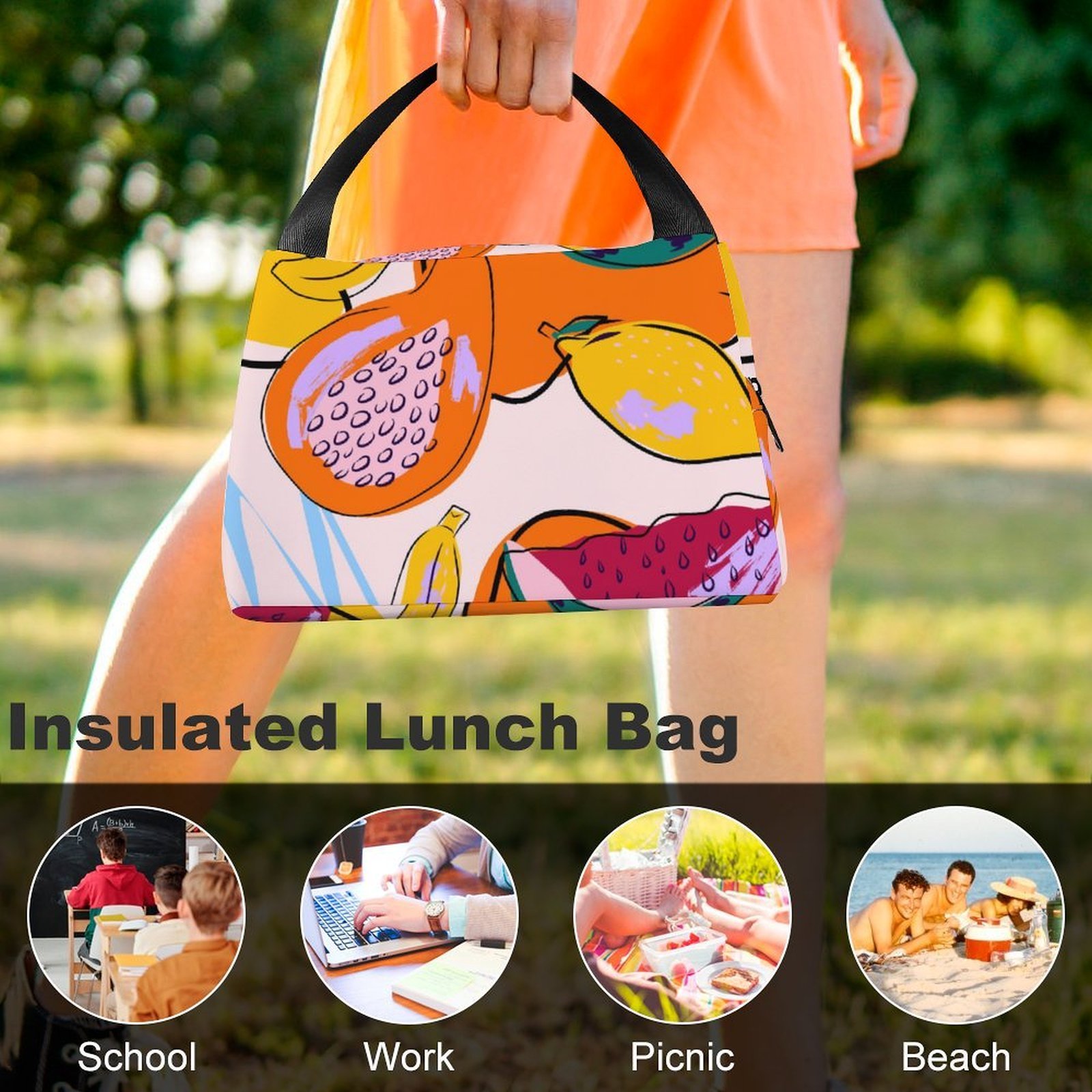 Reusable water resistant lunch bag tote for work, picnics, outdoor, traveling or shopping easy carry - Image 8