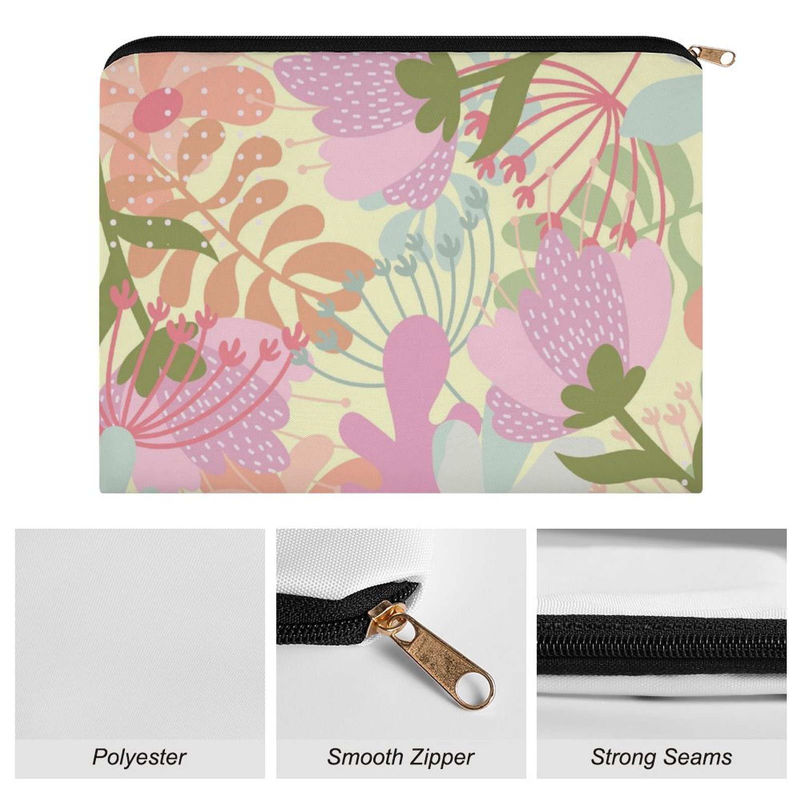 Big pouch bag floral abstract pattern 8.9"(L) × 6.5"(W) - Image 7