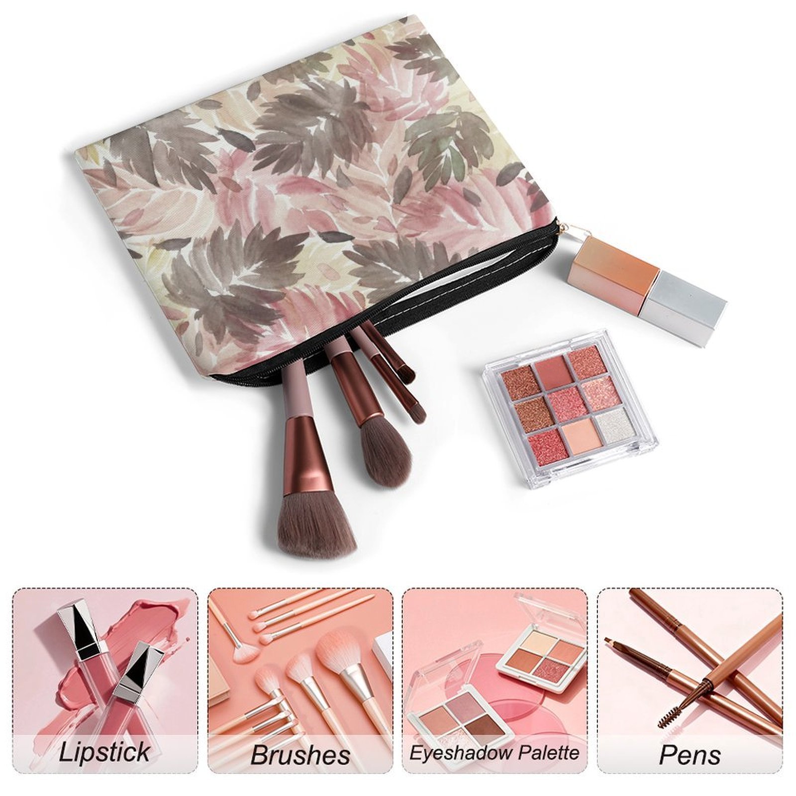 Big pouch bag floral abstract pattern 8.9"(L) × 6.5"(W) - Image 3