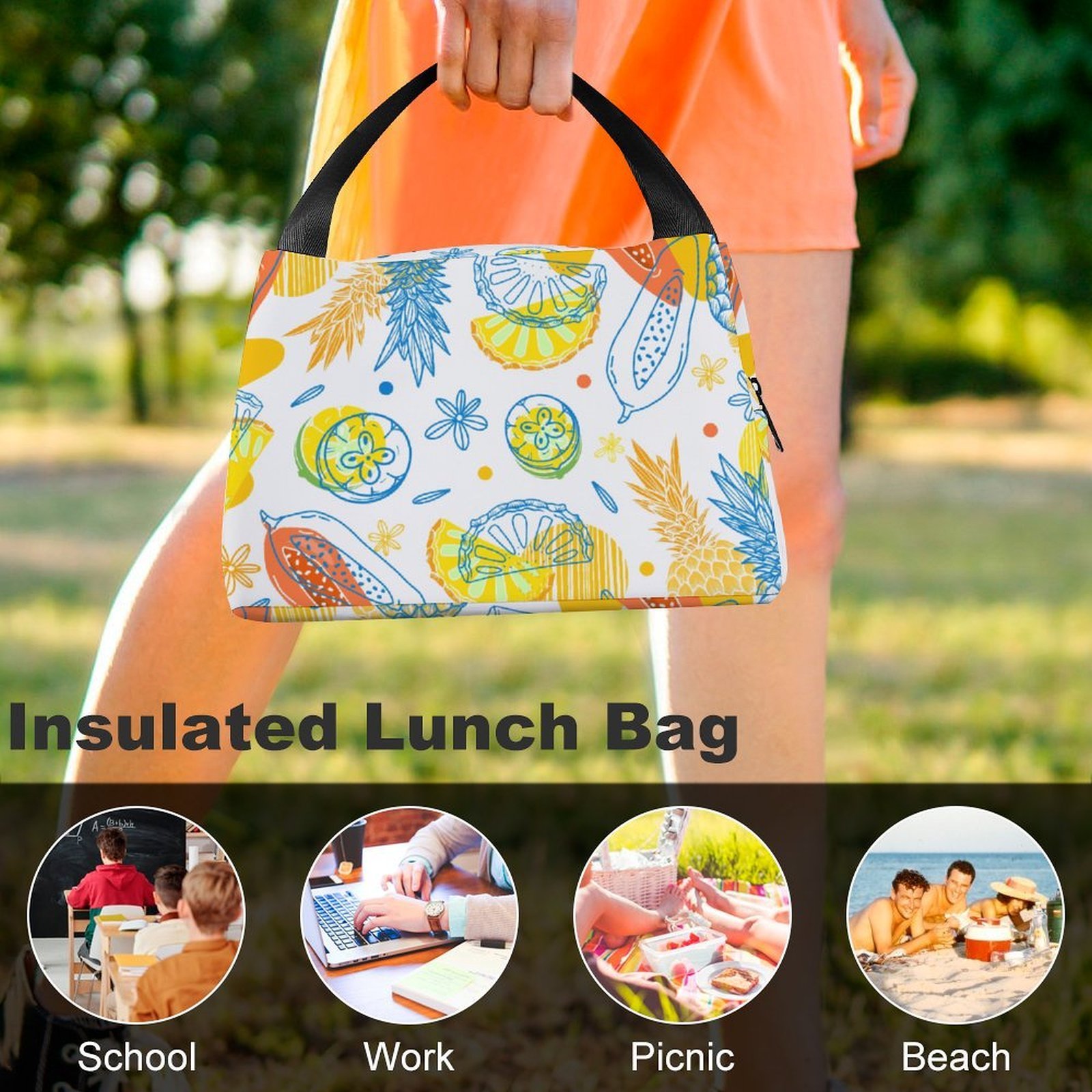 Reusable water resistant lunch bag tote for work, picnics, outdoor, traveling or shopping easy carry - Image 8