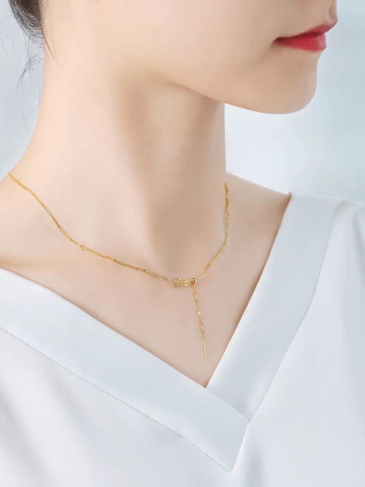 Adjustable 18K pure solid Gold Necklace Chain - Image 4