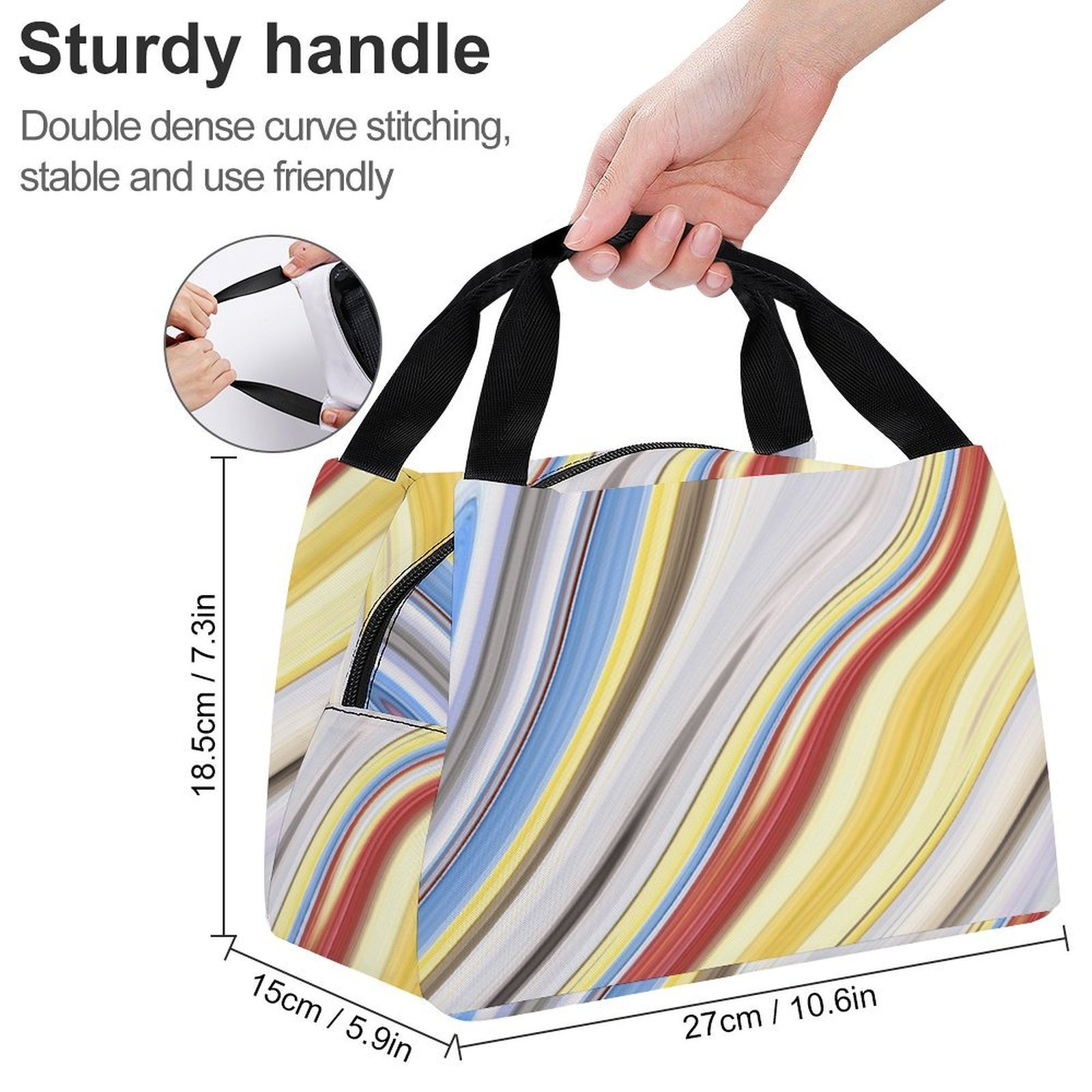 Reusable water resistant lunch bag tote for work, picnics, outdoor, traveling or shopping easy carry - Image 2