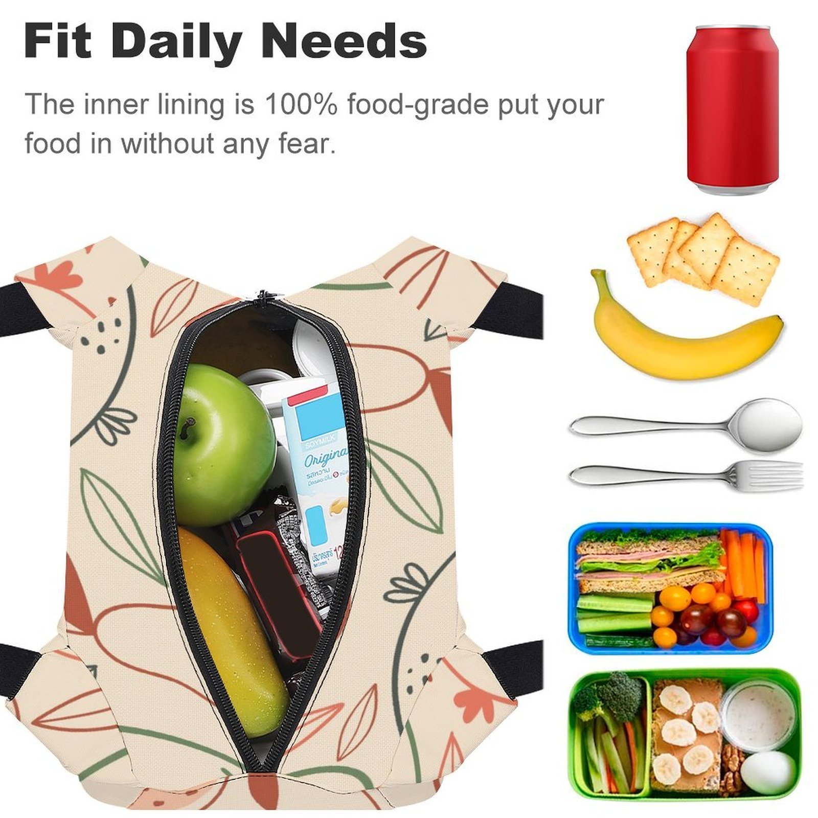 Reusable water resistant lunch bag tote for work, picnics, outdoor, traveling or shopping easy carry - Image 4