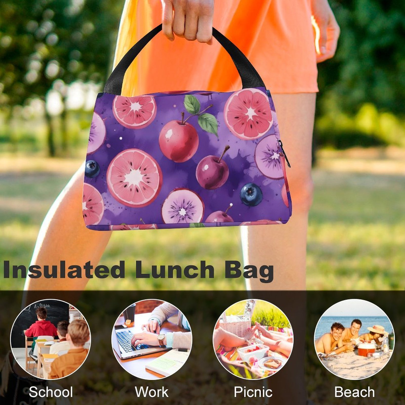 Reusable water resistant lunch bag tote for work, picnics, outdoor, traveling or shopping easy carry - Image 8