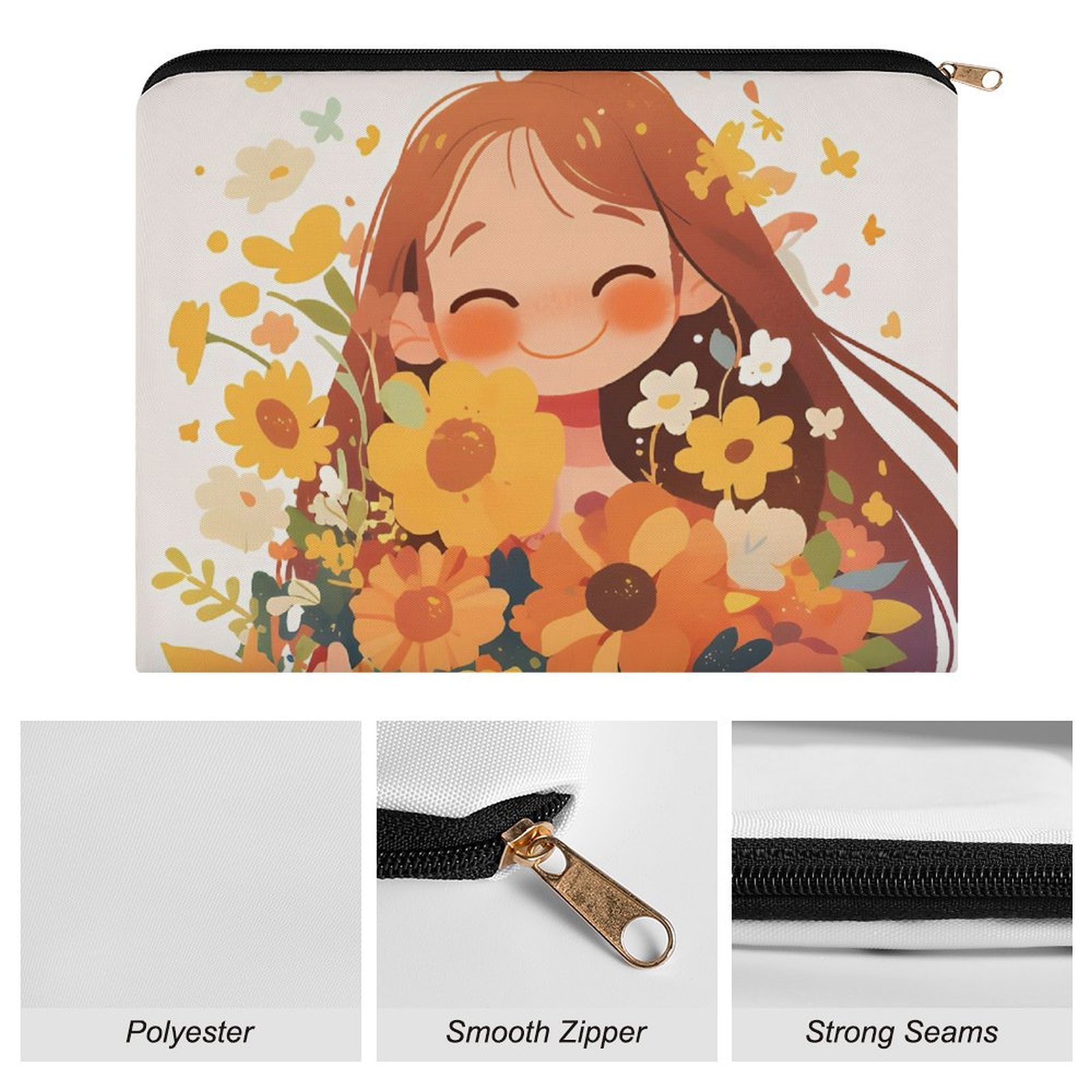 Big pouch bag floral abstract pattern 8.9"(L) × 6.5"(W) - Image 7