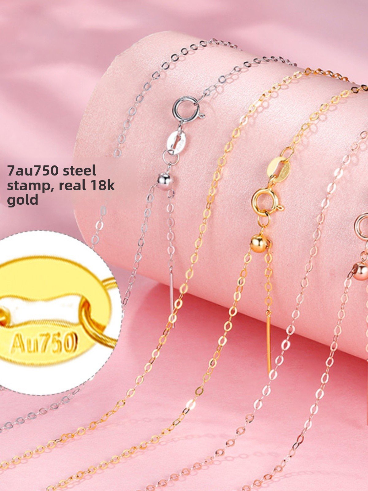 Adjustable 18K pure solid Gold Necklace Chain - Image 2