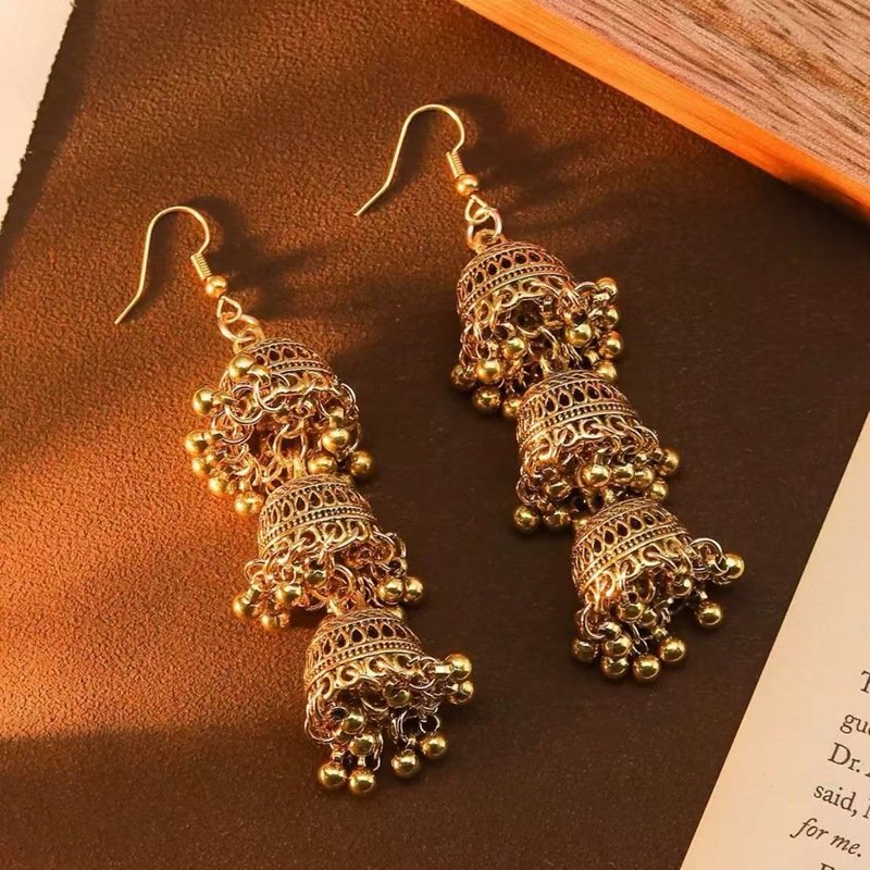 Jumka South asian tassel earrings - Image 4